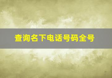 查询名下电话号码全号