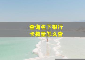 查询名下银行卡数量怎么查