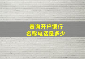 查询开户银行名称电话是多少