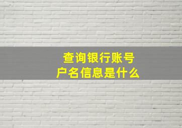 查询银行账号户名信息是什么