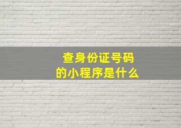 查身份证号码的小程序是什么