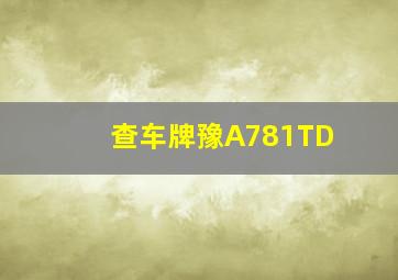 查车牌豫A781TD