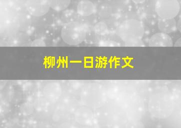 柳州一日游作文