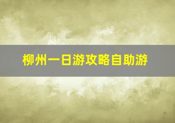 柳州一日游攻略自助游