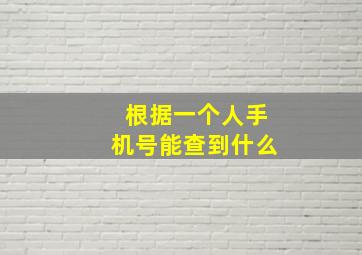 根据一个人手机号能查到什么