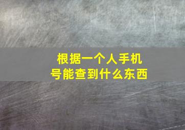 根据一个人手机号能查到什么东西