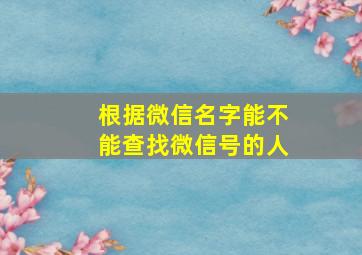 根据微信名字能不能查找微信号的人