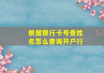 根据银行卡号查姓名怎么查询开户行