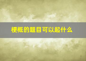 梗概的题目可以起什么