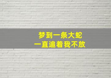 梦到一条大蛇一直追着我不放