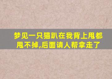 梦见一只猫趴在我背上甩都甩不掉,后面请人帮拿走了