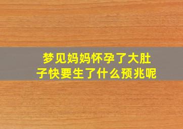 梦见妈妈怀孕了大肚子快要生了什么预兆呢