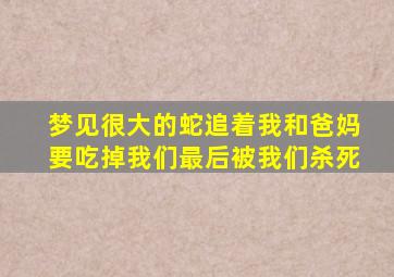 梦见很大的蛇追着我和爸妈要吃掉我们最后被我们杀死