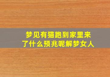 梦见有猫跑到家里来了什么预兆呢解梦女人