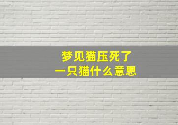 梦见猫压死了一只猫什么意思