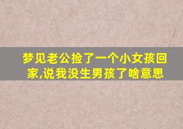 梦见老公捡了一个小女孩回家,说我没生男孩了啥意思