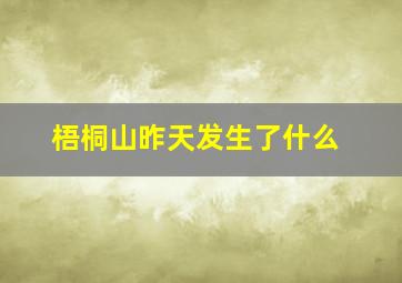 梧桐山昨天发生了什么