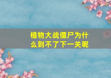 植物大战僵尸为什么到不了下一关呢