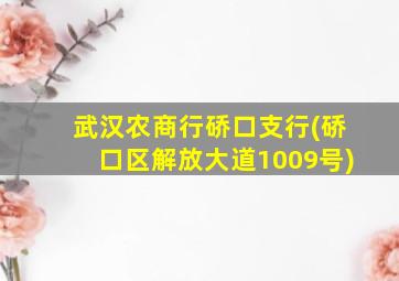 武汉农商行硚口支行(硚口区解放大道1009号)