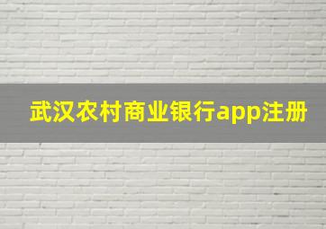 武汉农村商业银行app注册