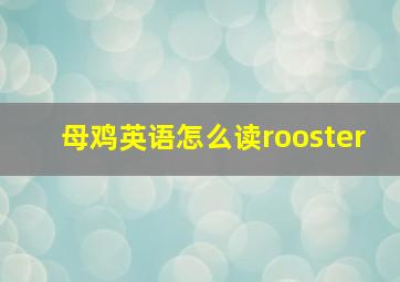 母鸡英语怎么读rooster