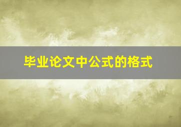 毕业论文中公式的格式