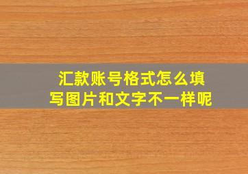 汇款账号格式怎么填写图片和文字不一样呢