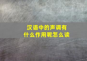 汉语中的声调有什么作用呢怎么读