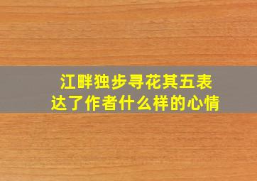 江畔独步寻花其五表达了作者什么样的心情