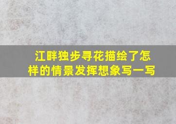 江畔独步寻花描绘了怎样的情景发挥想象写一写