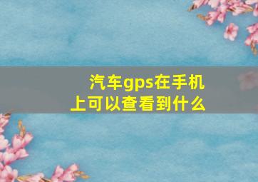 汽车gps在手机上可以查看到什么