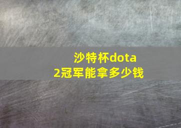 沙特杯dota2冠军能拿多少钱