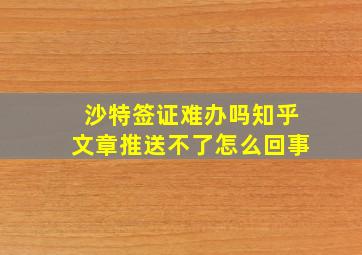 沙特签证难办吗知乎文章推送不了怎么回事