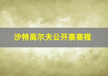 沙特高尔夫公开赛赛程