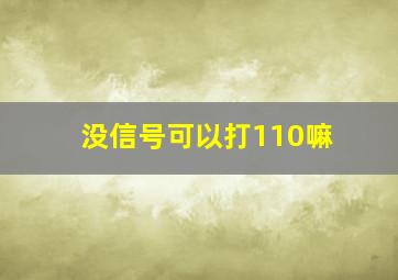 没信号可以打110嘛