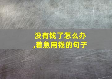 没有钱了怎么办,着急用钱的句子