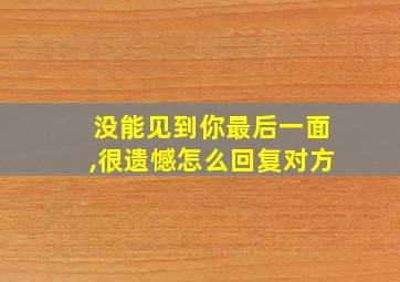 没能见到你最后一面,很遗憾怎么回复对方