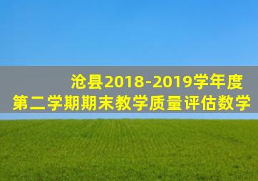 沧县2018-2019学年度第二学期期末教学质量评估数学