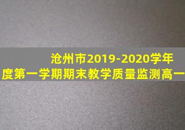 沧州市2019-2020学年度第一学期期末教学质量监测高一