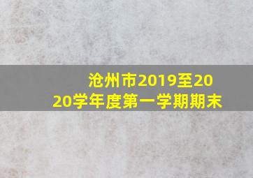 沧州市2019至2020学年度第一学期期末