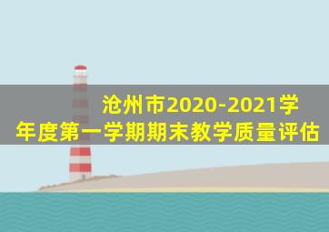 沧州市2020-2021学年度第一学期期末教学质量评估