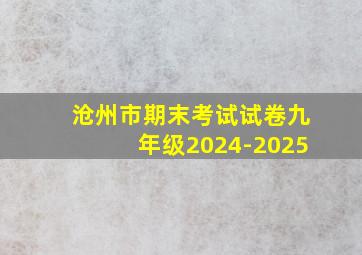 沧州市期末考试试卷九年级2024-2025