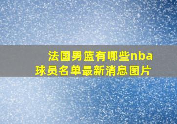 法国男篮有哪些nba球员名单最新消息图片