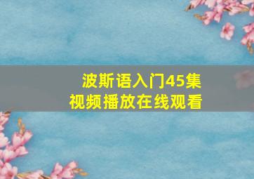 波斯语入门45集视频播放在线观看