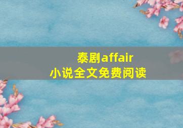 泰剧affair小说全文免费阅读