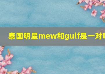 泰国明星mew和gulf是一对吗