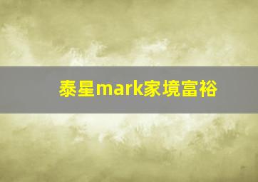 泰星mark家境富裕