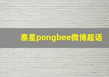 泰星pongbee微博超话