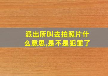 派出所叫去拍照片什么意思,是不是犯罪了