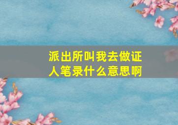 派出所叫我去做证人笔录什么意思啊